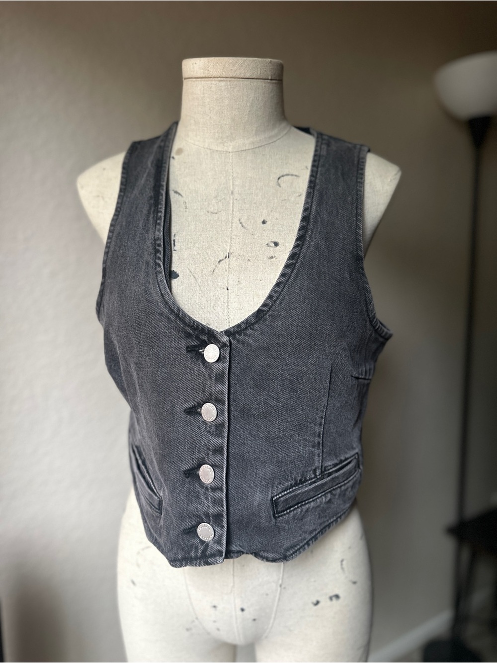 Rolla’s washed black denim vest